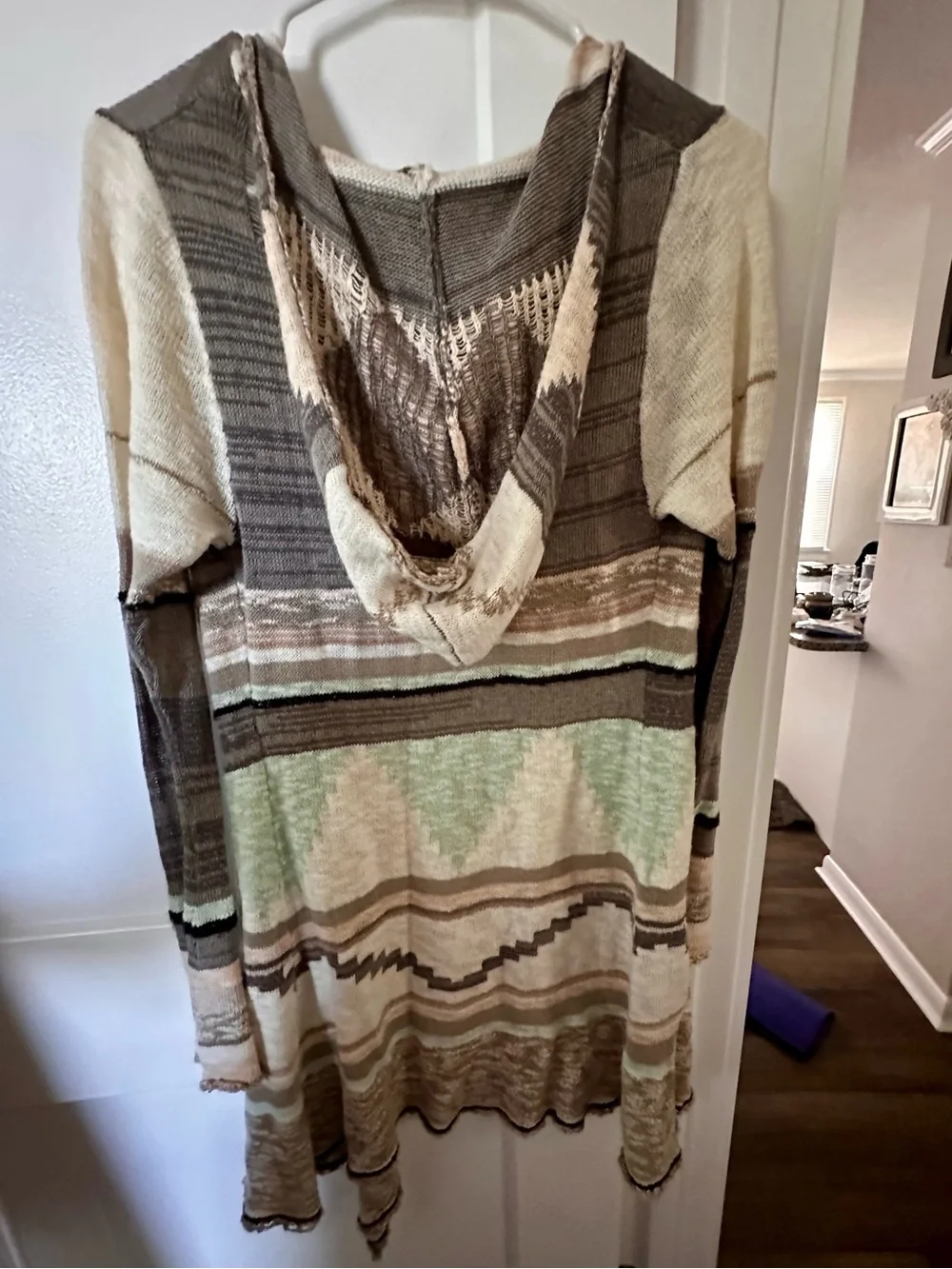 Mudd Gray Striped Knit Hooded Cardigan